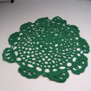 Green Crochet Circle Doily 8.5" wide